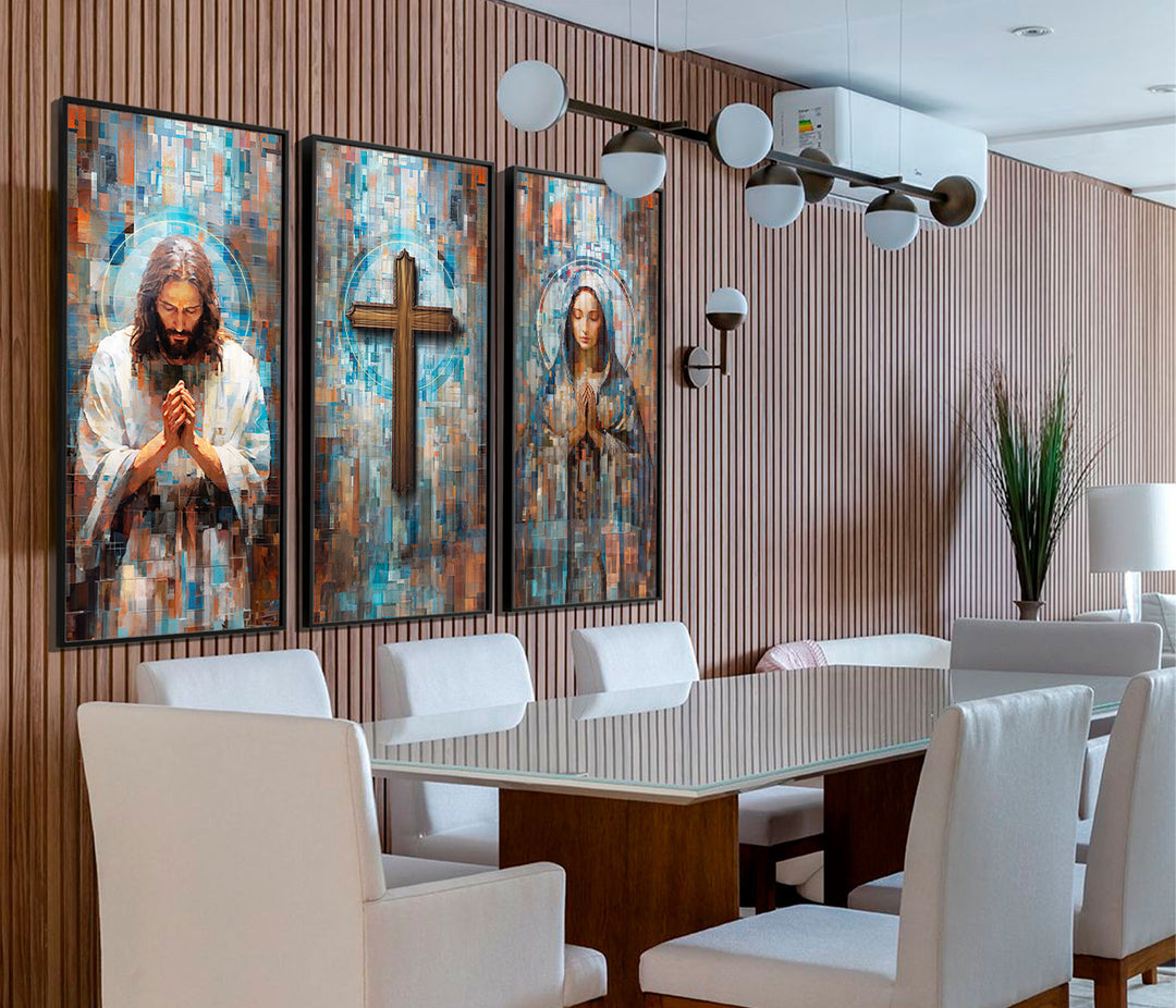 Jesus and Mary Abstract Grid Canvas Print