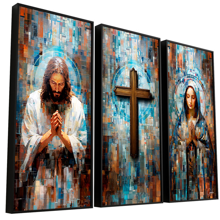 Jesus and Mary Abstract Grid Canvas Print