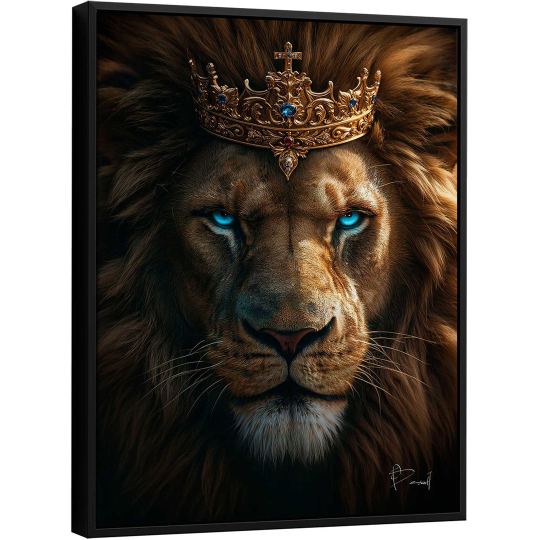 Lion Portrait With Blue Eyes