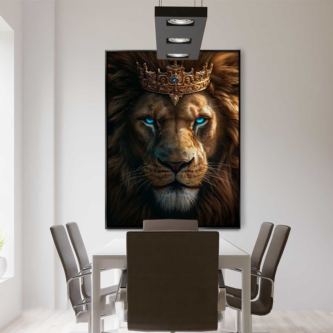 Lion Portrait With Blue Eyes