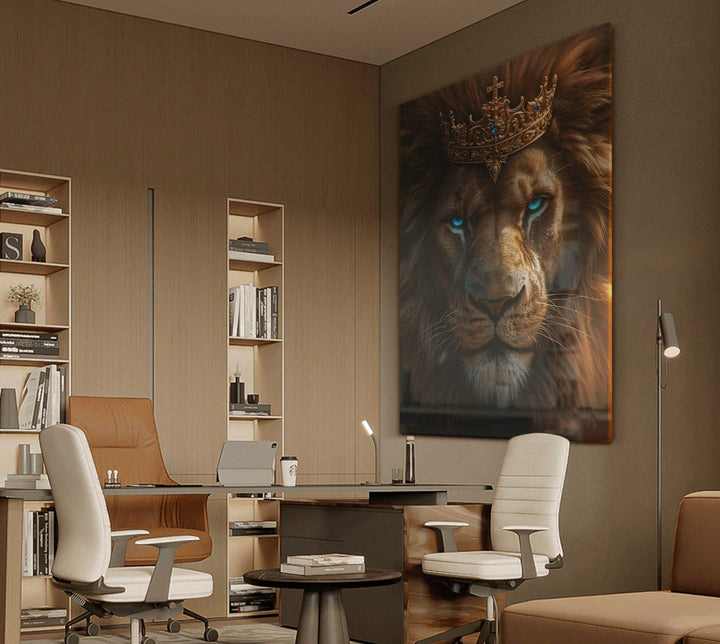 Lion Portrait With Blue Eyes