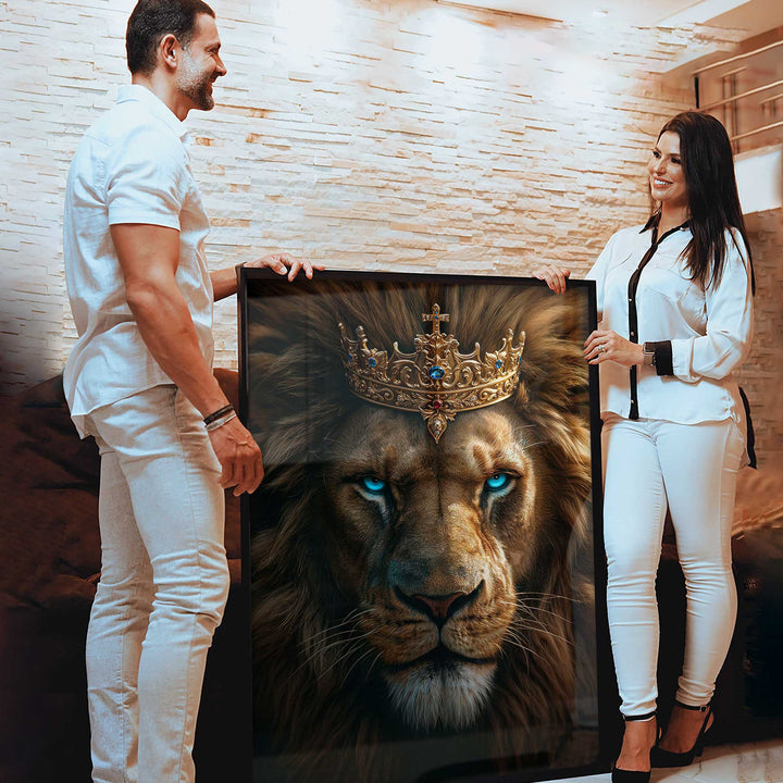 Lion Portrait With Blue Eyes