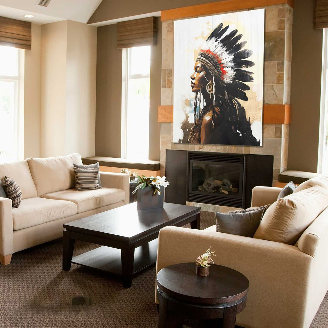 Indigenous Charm Woman Canvas Print – Tribal Wall Art