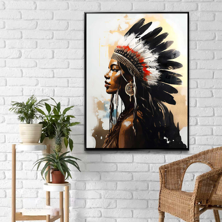 Indigenous Charm Woman Canvas Print – Tribal Wall Art