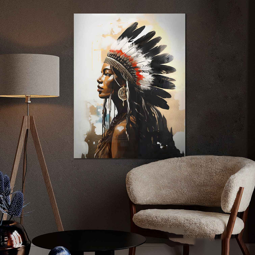 Indigenous Charm Woman Canvas Print – Tribal Wall Art
