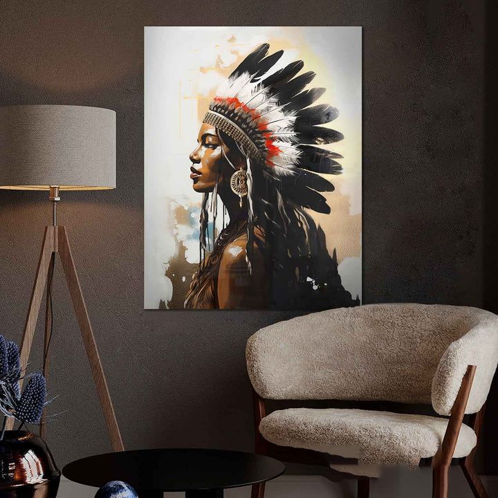 Indigenous Charm Woman Canvas Print – Tribal Wall Art