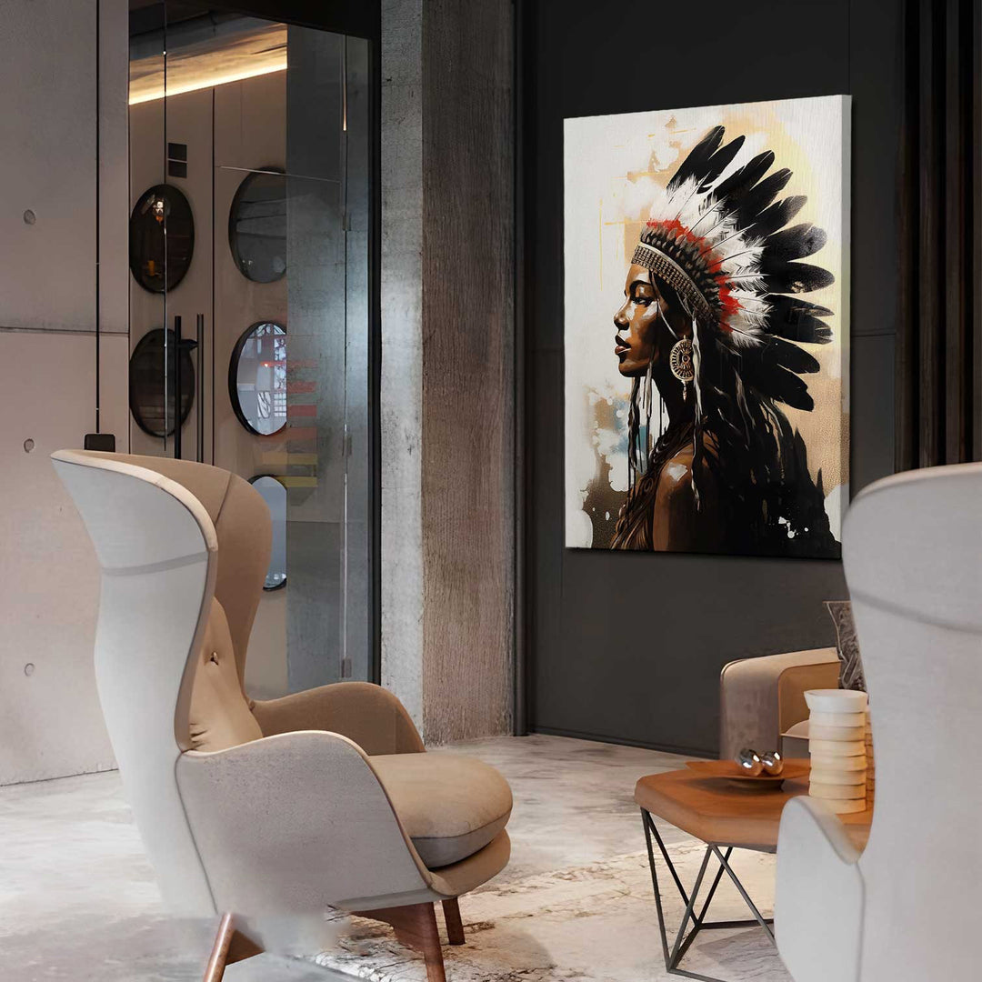 Indigenous Charm Woman Canvas Print – Tribal Wall Art