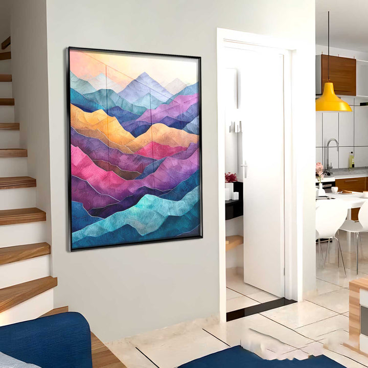 Colorful Mountains Abstract Wavy Canvas Print