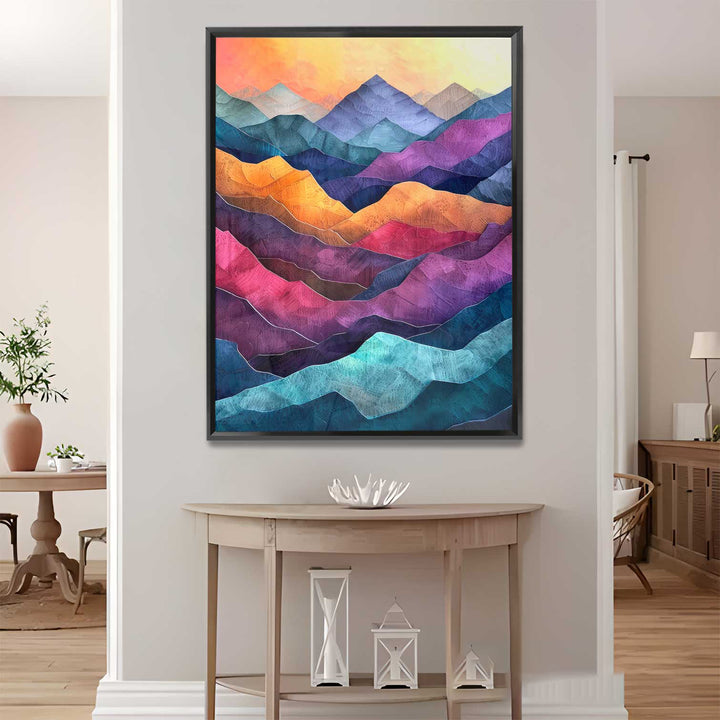 Colorful Mountains Abstract Wavy Canvas Print