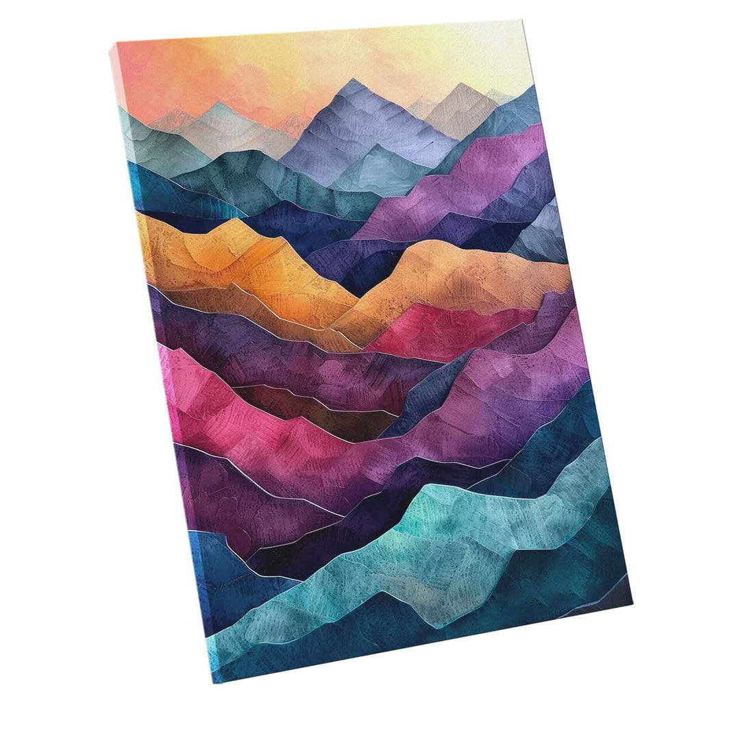 Colorful Mountains Abstract Wavy Canvas Print