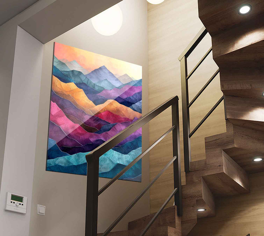 Colorful Mountains Abstract Wavy Canvas Print