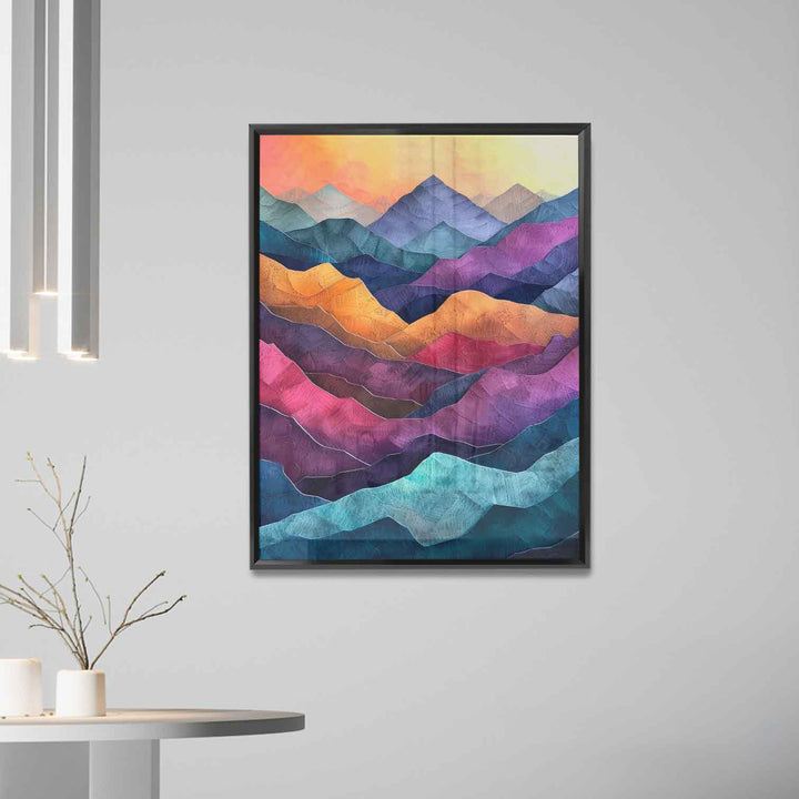 Colorful Mountains Abstract Wavy Canvas Print