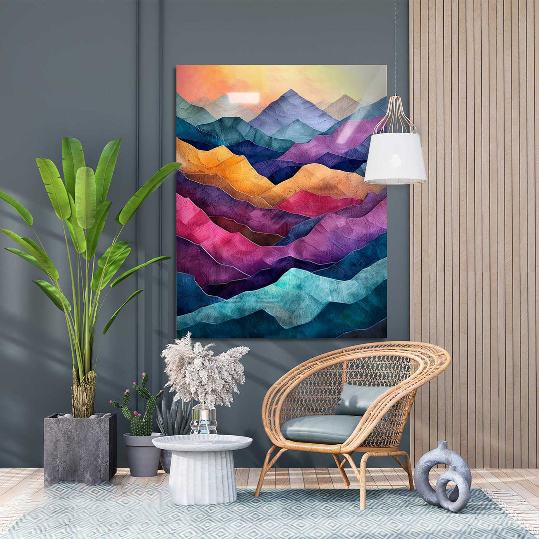 Colorful Mountains Abstract Wavy Canvas Print