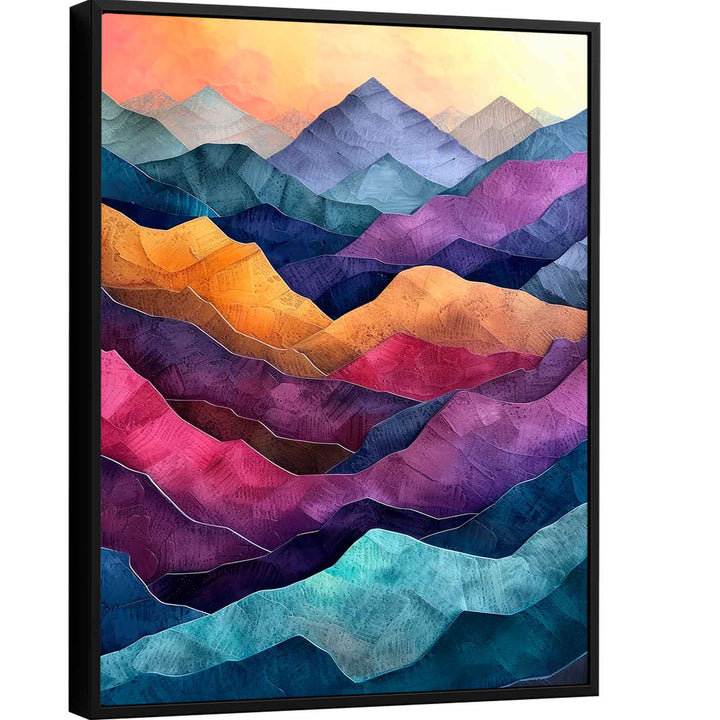 Colorful Mountains Abstract Wavy Canvas Print
