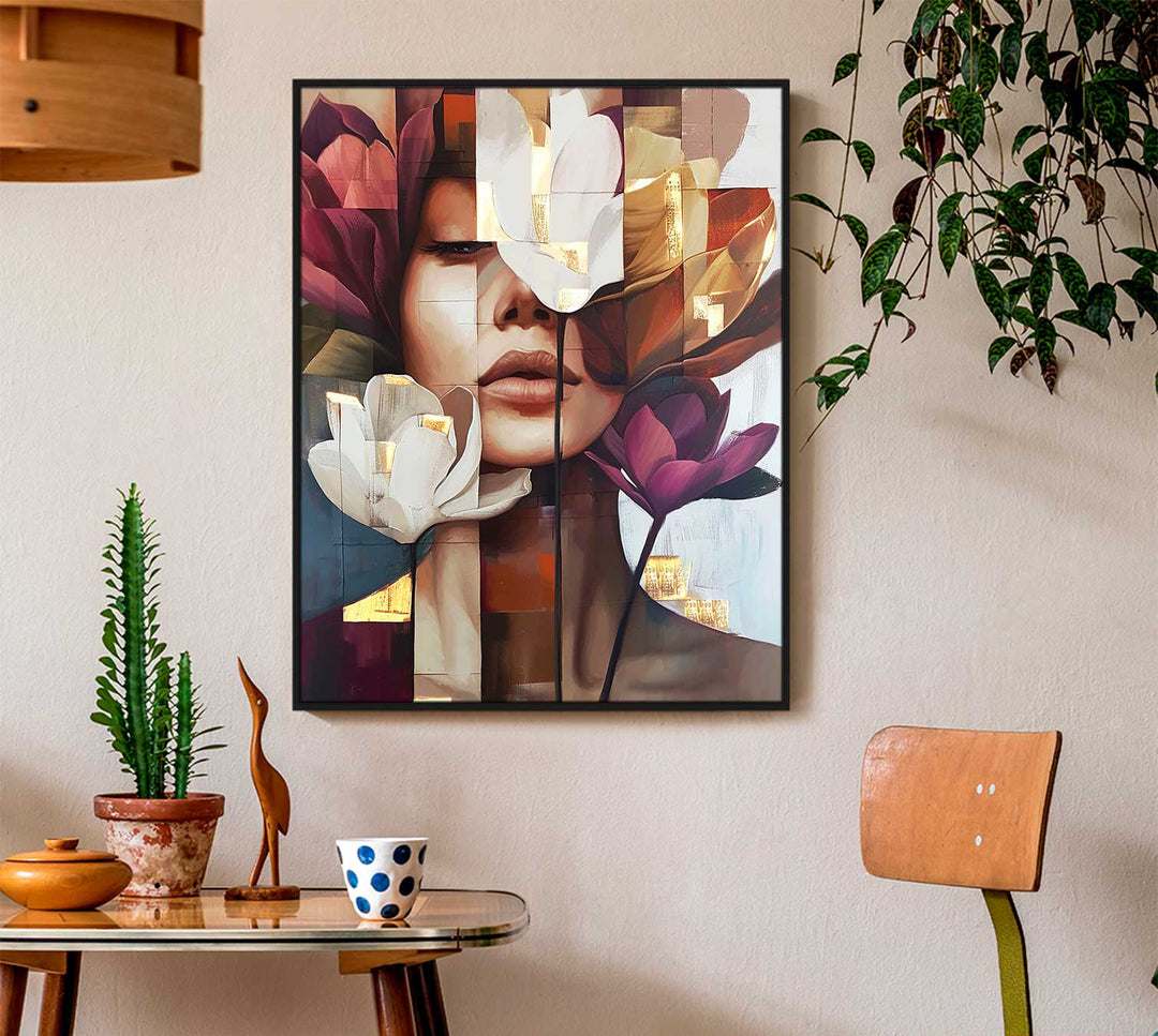 Abstract Woman Floral Head Canvas Print