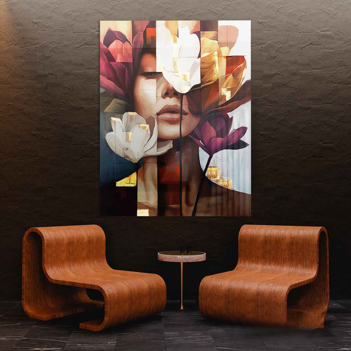 Abstract Woman Floral Head Canvas Print