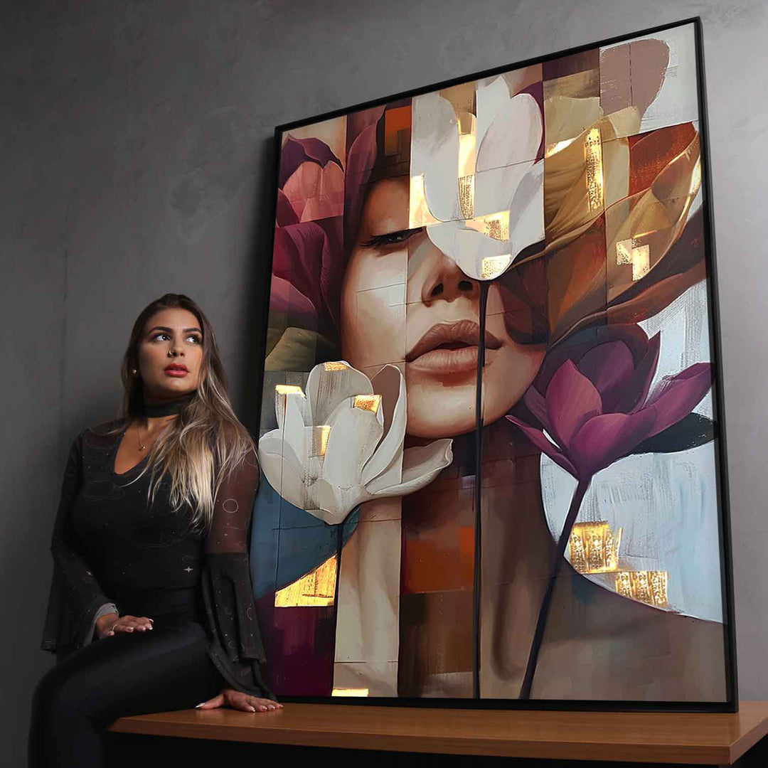 Abstract Woman Floral Head Canvas Print