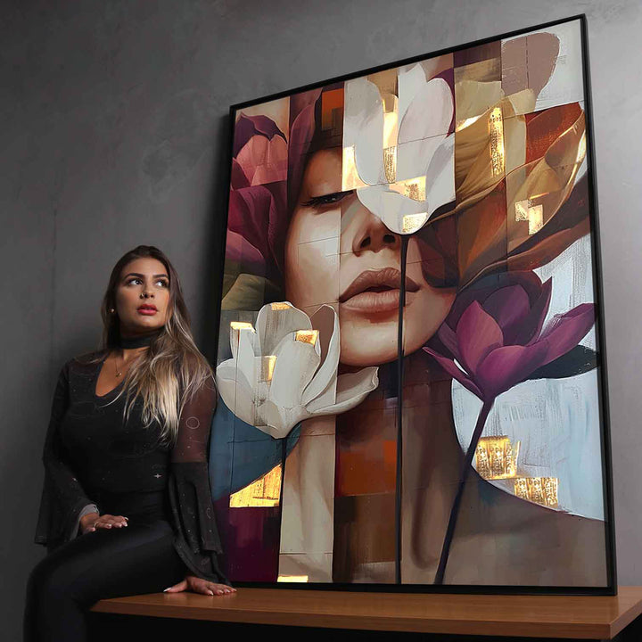 Abstract Woman Floral Head Canvas Print