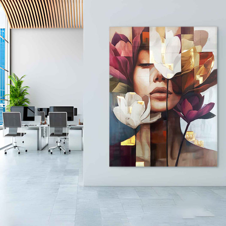 Abstract Woman Floral Head Canvas Print