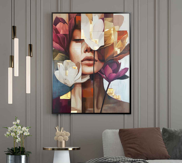 Abstract Woman Floral Head Canvas Print