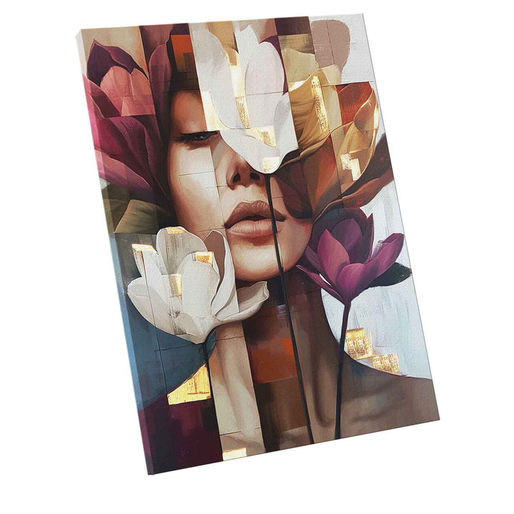 Abstract Woman Floral Head Canvas Print