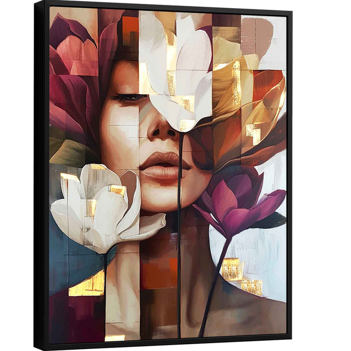 Abstract Woman Floral Head Canvas Print