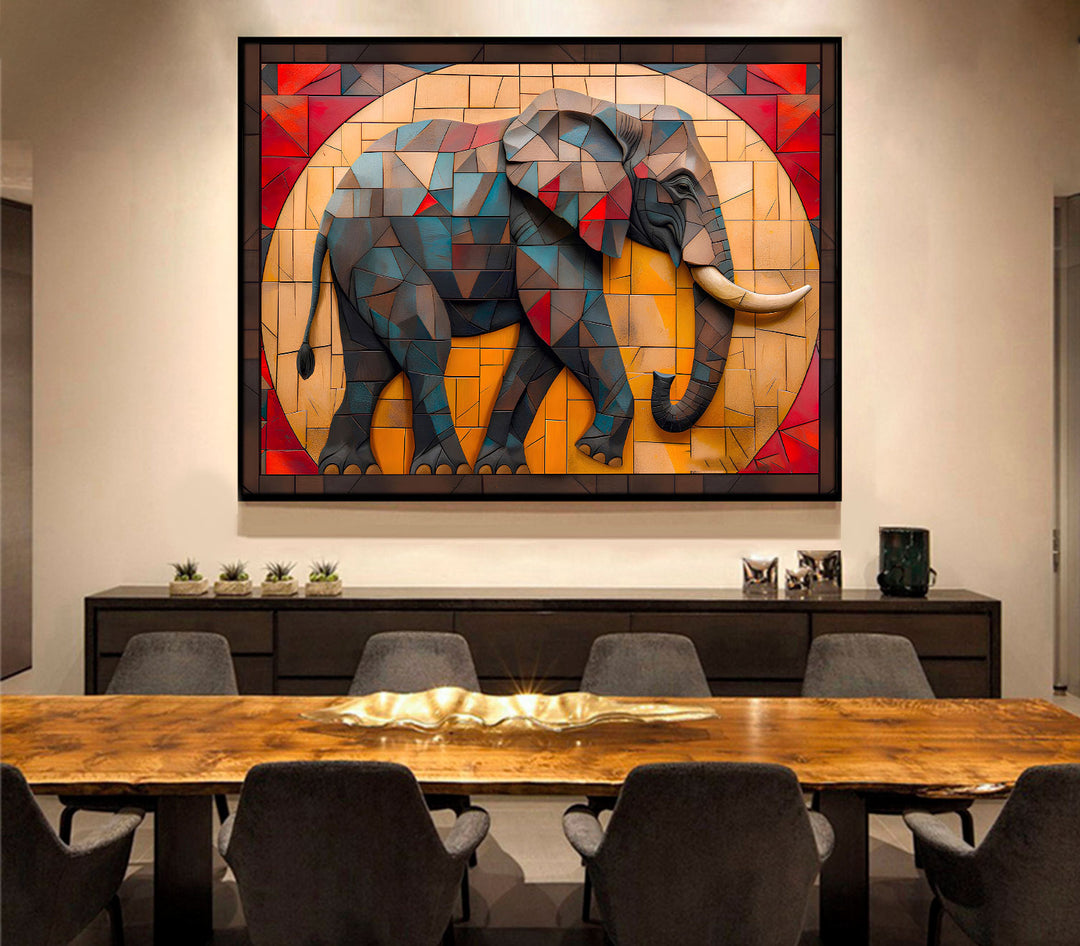 Elephant mosaic painting 3d canvas print