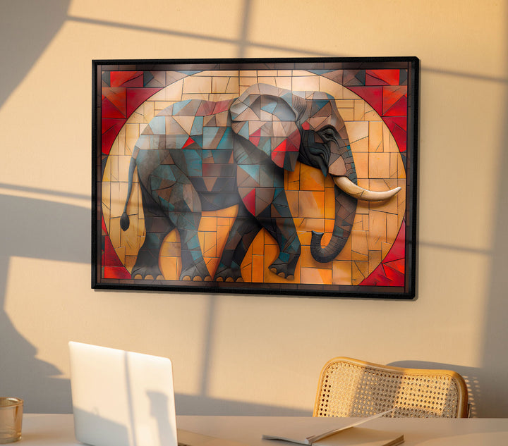 Elephant mosaic painting 3d canvas print
