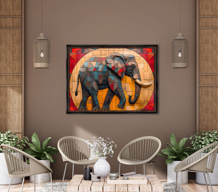Elephant mosaic painting 3d canvas print
