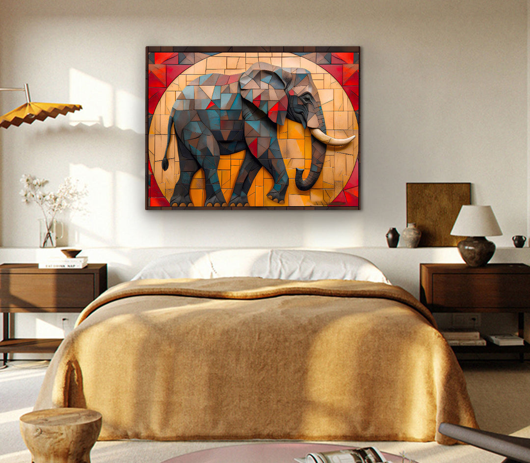 Elephant mosaic painting 3d canvas print