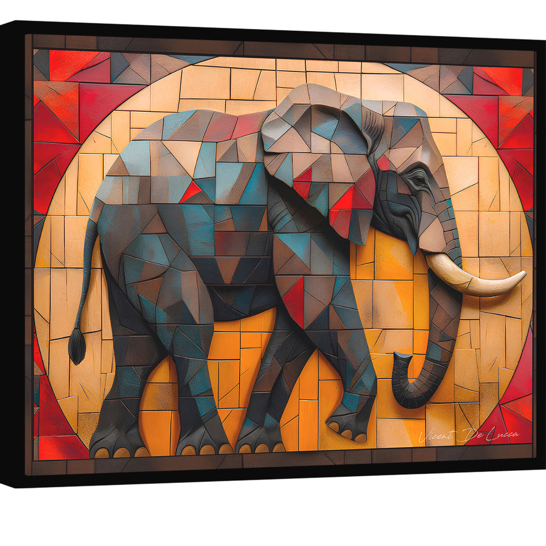 Elephant mosaic painting 3d canvas print