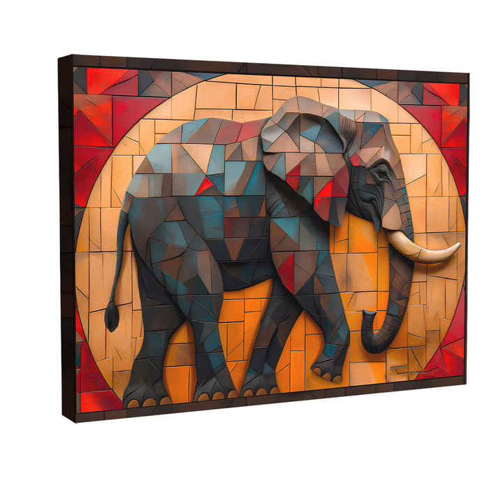 Elephant mosaic painting 3d canvas print