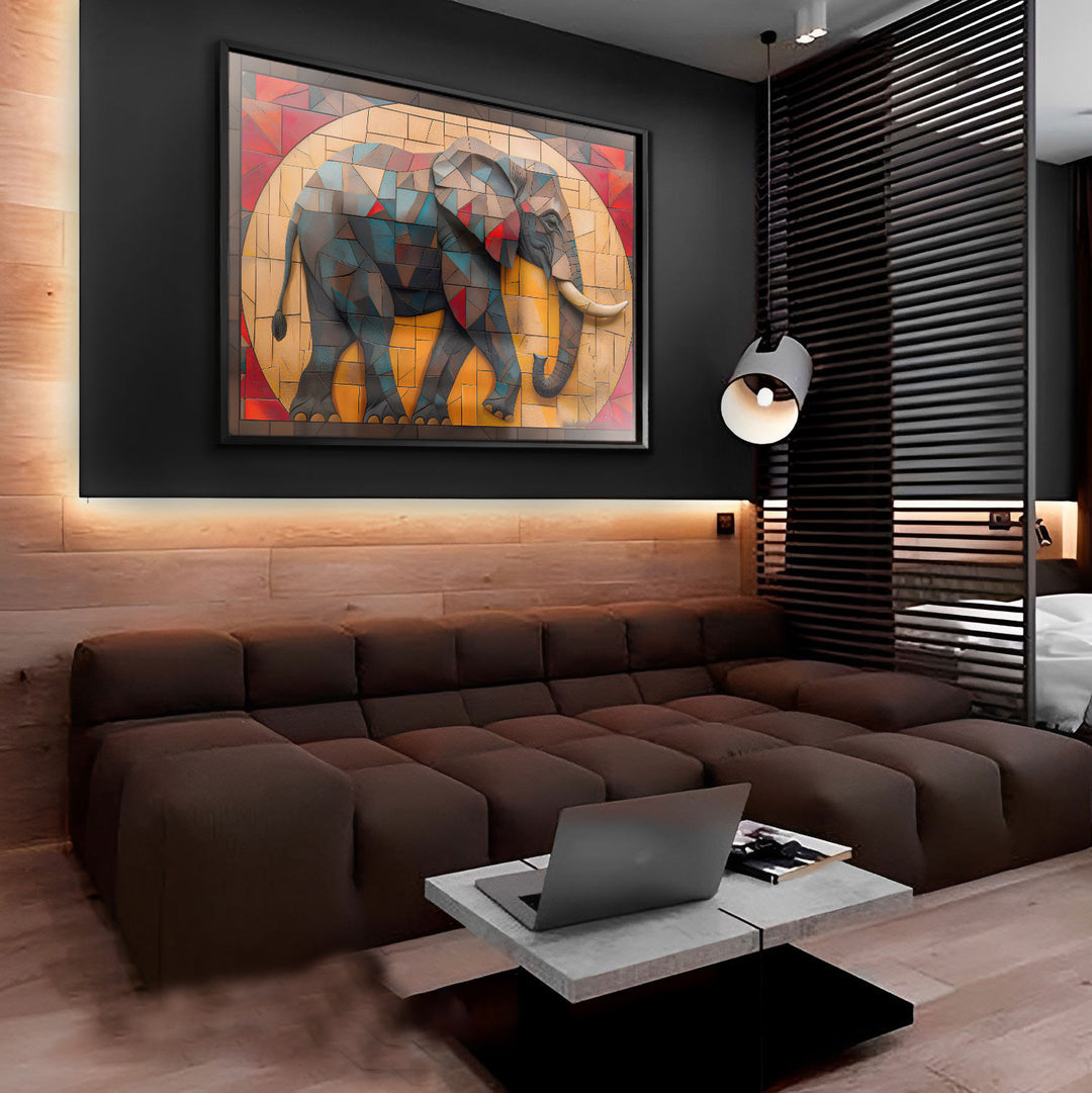 Elephant mosaic painting 3d canvas print