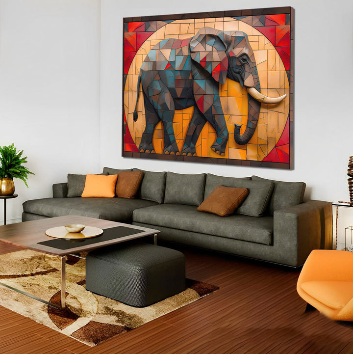 Elephant mosaic painting 3d canvas print
