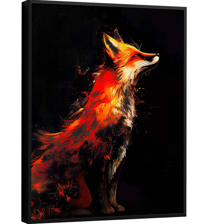 Fox in Flame Abstract Painting