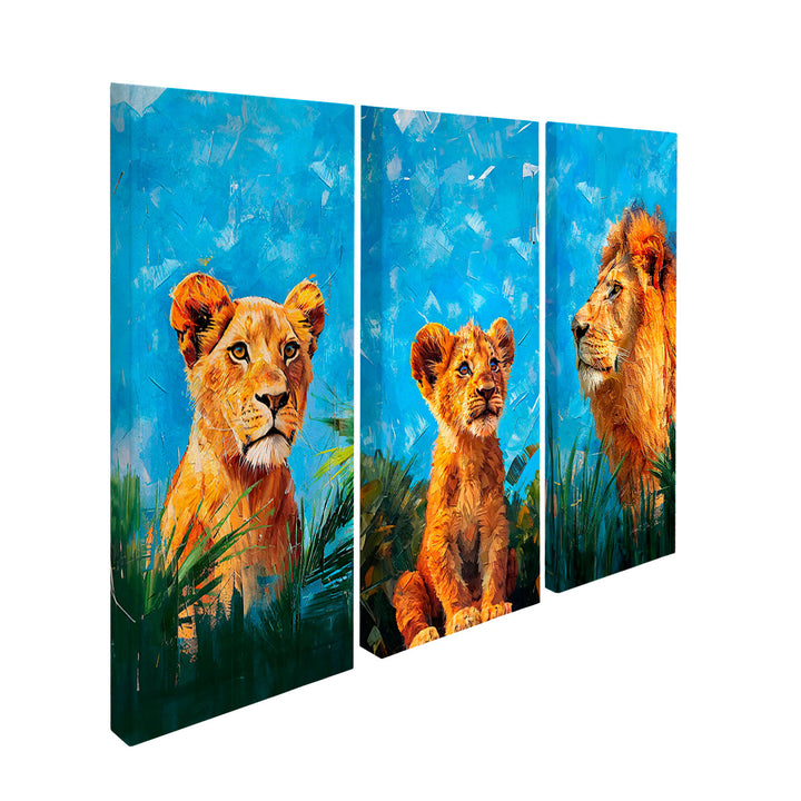 Lion Family Safari Animals Canvas Print