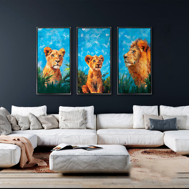 Lion Family Safari Animals Canvas Print