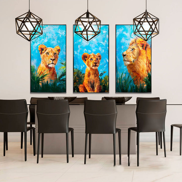 Lion Family Safari Animals Canvas Print