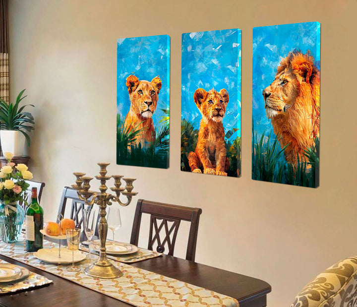 Lion Family Safari Animals Canvas Print