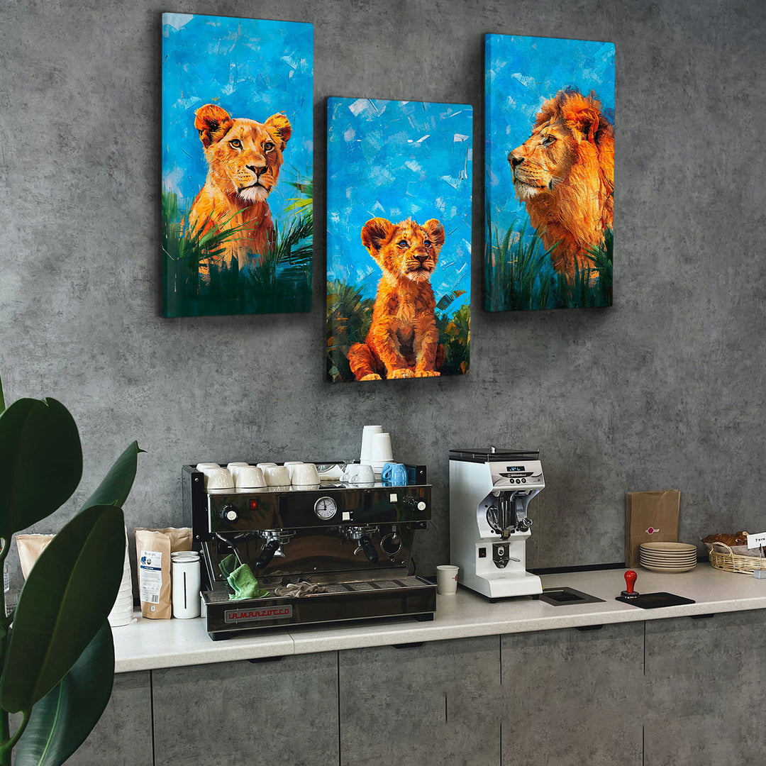 Lion Family Safari Animals Canvas Print