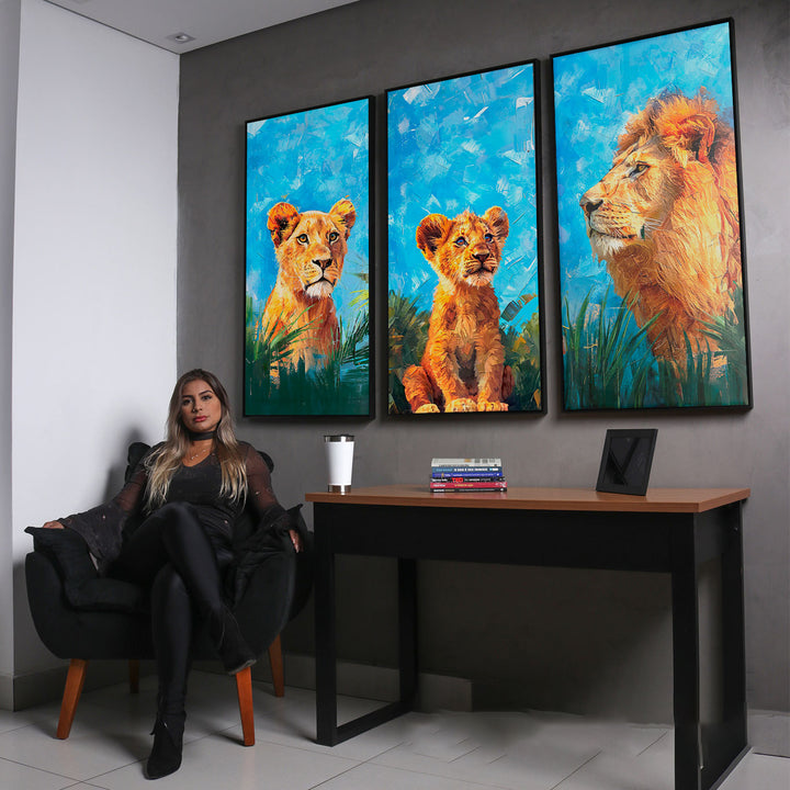 Lion Family Safari Animals Canvas Print