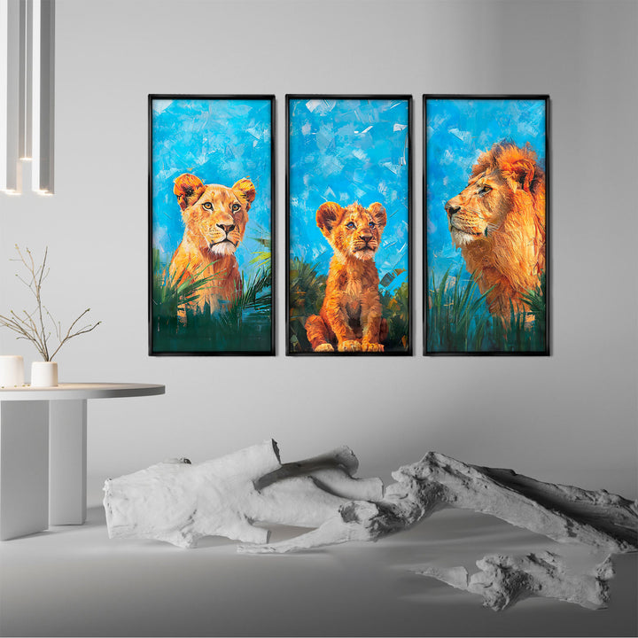 Lion Family Safari Animals Canvas Print