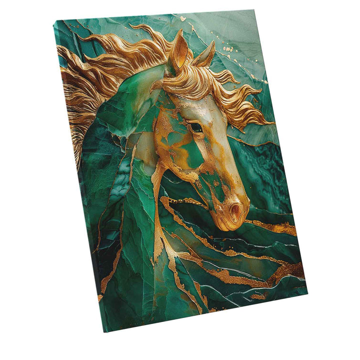 Abstract Emerald Green Gold Horse Canvas Print