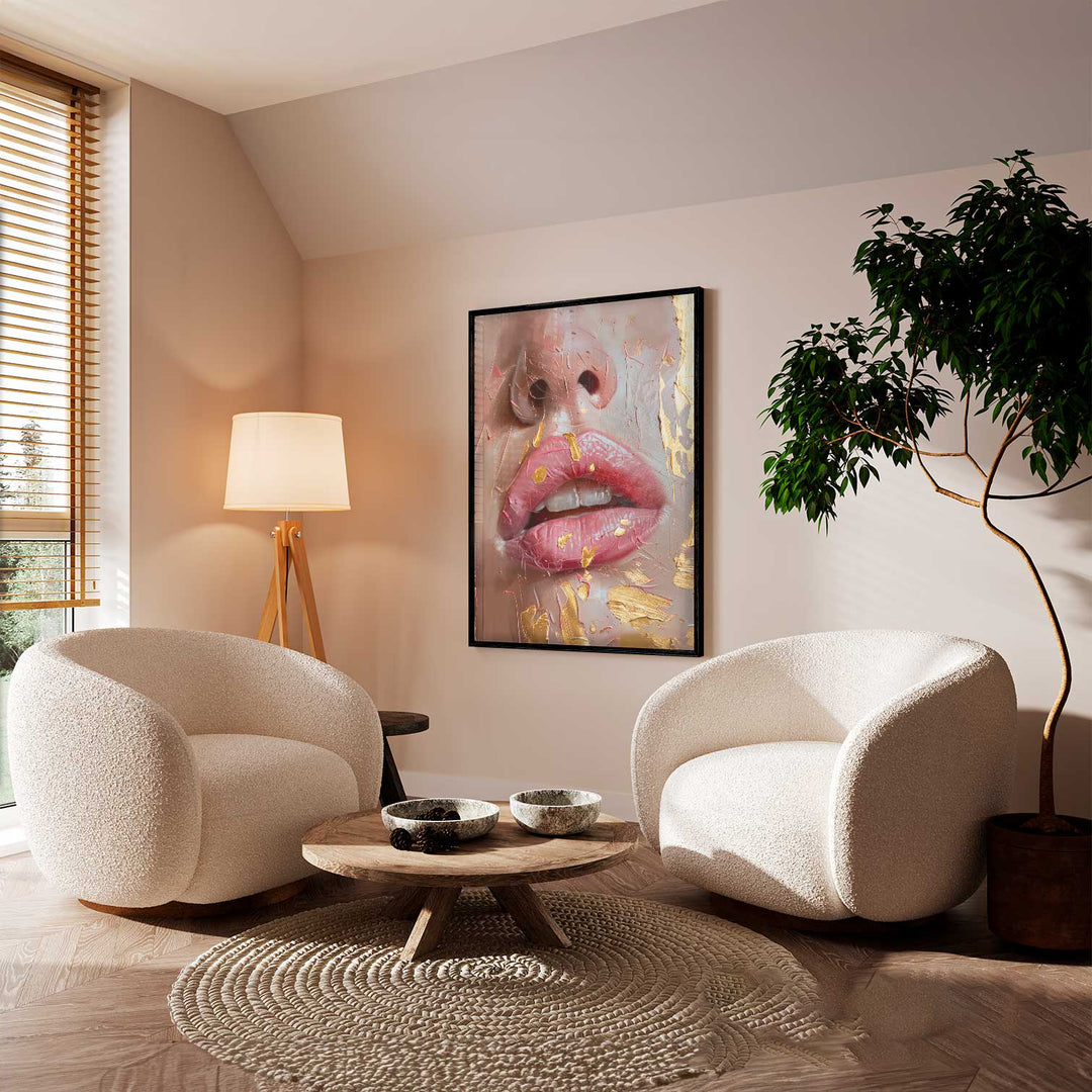 Sexy Pink Lips Asbtract Fashion Wall Art