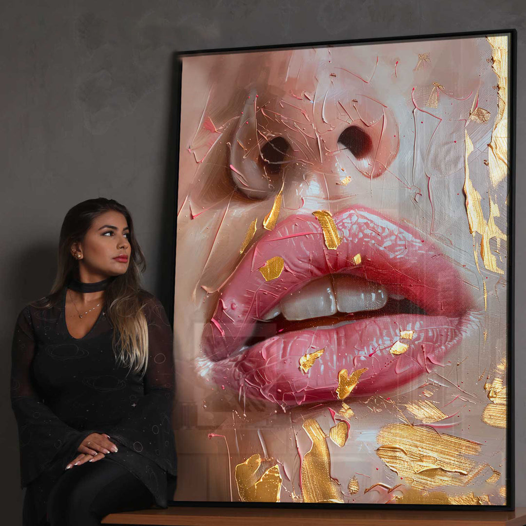 Sexy Pink Lips Asbtract Fashion Wall Art
