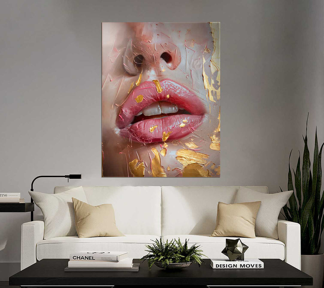 Sexy Pink Lips Asbtract Fashion Wall Art