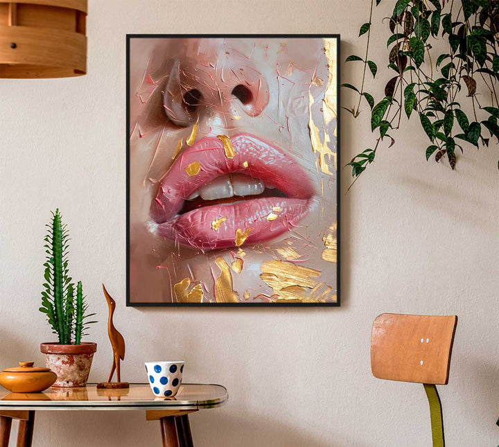 Sexy Pink Lips Asbtract Fashion Wall Art