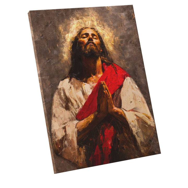 Jesus Praying Abstract Religious Canvas Print