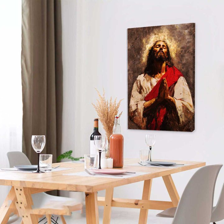 Jesus Praying Abstract Religious Canvas Print