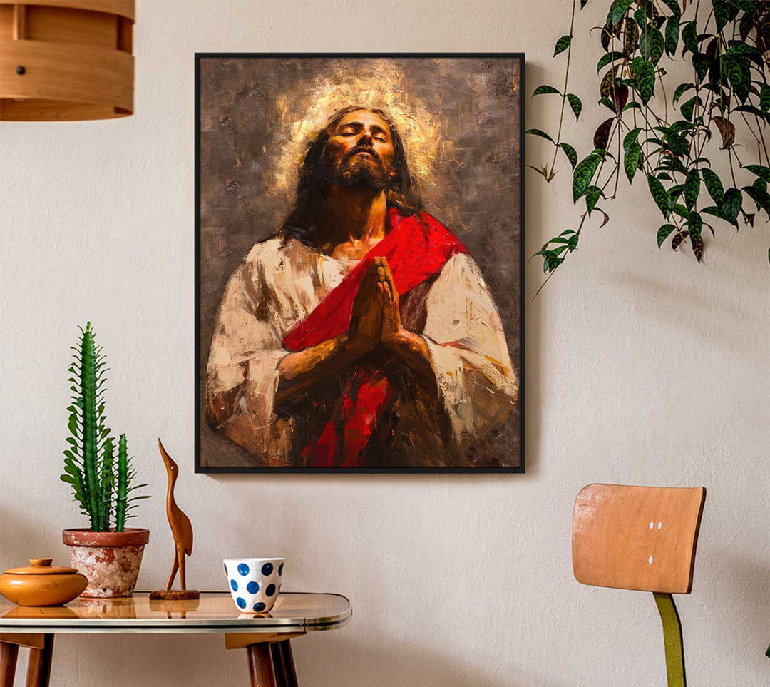Jesus Praying Abstract Religious Canvas Print